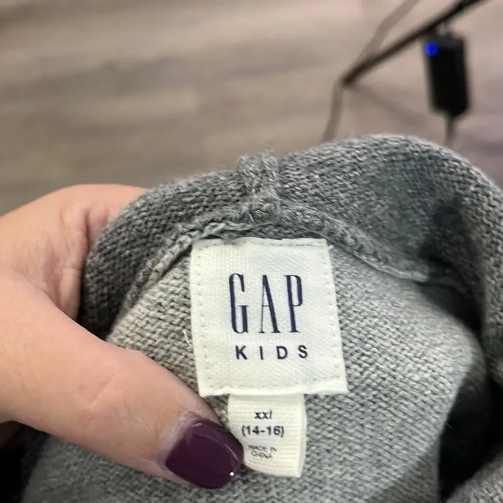 Gap Kids Boys Gray Hooded Sweater With Legend on Front XXL (13-14)